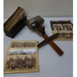 COLLECTION OF LATE VICTORIAN AND EDWARDIAN STEREOSCOPIC CARDS with a variety of figure and scenic