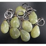 LARGE SELECTION OF GREEN MARBLE KEY RINGS of various sizes with ring attachment