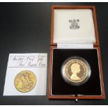 ROYAL MINT UNITED KINGDOM 1981 GOLD PROOF FIVE POUNDS COIN with certificate and box