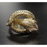 NINE CARAT GOLD ENTWINED SNAKE RING