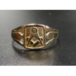 NINE CARAT GOLD MASONIC SIGNET RING