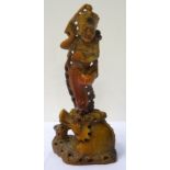 CHINESE CARVED SOAPSTONE FIGURE OF 'KUI