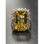 CITRINE AND DIAMOND COCKTAIL RING