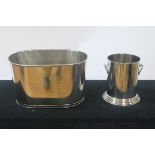 A PAIR OF PLATED ICE BUCKETS,