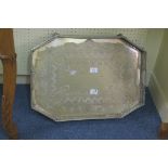 A GOOD REGENCY SILVER PLATED ENGRAVED TRAY,