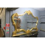 A VICTORIAN STYLE GILT FRAMED OVERMANTLE MIRROR,