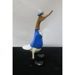 A PAINTED WOODEN MODEL OF GOOSE,