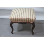 A GEORGIAN STYLE MAHOGANY CARVED STOOL,