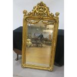 A CONTINENTAL STYLE GILT FRAMED PIER VIEW MIRROR,