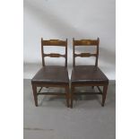 A SET OF FOUR MAHOGANY EBONY AND SATINWOOD INLAID DINING ROOM CHAIRS, 19th CENTURY,