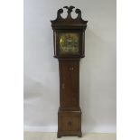 A GEORGIAN OAK LONGCASE CLOCK,