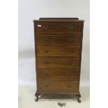 A GEORGIAN STYLE MAHOGANY SIX DRAWER TALLBOY,