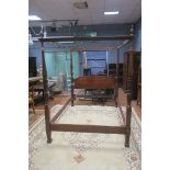 A GEORGIAN STYLE MAHOGANY CARVED FOUR POSTER BED,