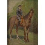 JOHN ATKINSON, (1863-1924) Horse and Rider in a Landscape Oil on canvas 14 x 12inches (36 x 30.