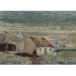 FERGUS O'RYAN, (1911-1989) Keel Achill Landscape with Island Women Watercolour 10 x 14inches (25.