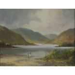 NORMAN J McCAIG (1929-2001) Mountain Lake Landscape Glendalough Co Wicklow Oil on canvas 13.5 x 17.