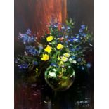 TETYANA TSARK, 20th CENTURY Still Life Flowers Oil Signed 15.4 x 11.