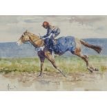 MALCOLM COWARD, (b.1948) Up The Gallops Watercolour 13.5 x 18.