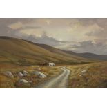 ***WITHDRAWN*** LIAM JONES Country Landscape with Grazing Horses Oil on canvas 16 x 24inches (41 x