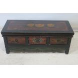 AN ORIENTAL STYLE PAINTED TABLE, of rectangular form,