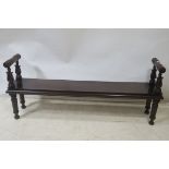 A 19th CENTURY MAHOGANY HALL BENCH, of rectangular form,