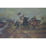 CONTINENTAL SCHOOL Russian men on horseback Unsigned Oil on canvas 85cm x 105cm