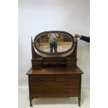 AN EDWARDIAN MAHOGANY AND SATINWOOD INLAID DRESSING CHEST,