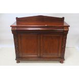 A 19th CENTURY MAHOGANY SIDE CABINET,