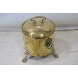 A BRASS FUEL BIN, 19th CENTURY,