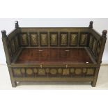 A MAHOGANY HALL BENCH,