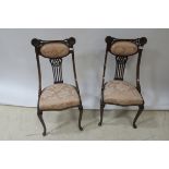 A PAIR OF EARLY 20th CENTURY MAHOGANY CARVED DRAWING ROOM CHAIRS,