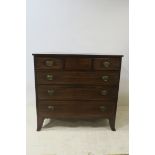 A GOOD GEORGIAN MAHOGANY AND SATINWOOD INLAID CHEST OF DRAWERS,