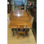 A GEORGIAN STYLE MAHOGANY DINING ROOM TABLE,