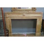 A FINE CONTINENTAL SIENNA MARBLE CHIMNEY PIECE the rectangular shaped shelf above a moulded frieze