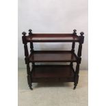 A GOOD WILLIAM IV MAHOGANY THREE TIER WHATNOT,