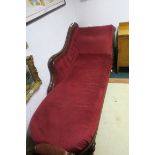 A VICTORIAN MAHOGANY FRAMED CHAISE LONGUE,