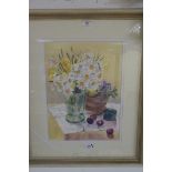 BARBARA DUNNE Still life table top study flowers in a vase Signed lower left Watercolour 44cm x