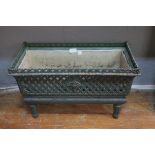 A FRENCH LATE 19th CENTURY CAST IRON PLANTER, with zinc liner,