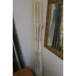 A COLLECTION OF CONTEMPORARY WOODEN TURNED AND PAINTED CURTAIN POLES