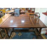 A MAHOGANY FRAMED DINING ROOM TABLE,