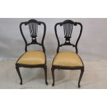 A GOOD PAIR OF EDWARDIAN MAHOGANY SIDE CHAIRS,