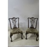 A PAIR OF 19th CENTURY MAHOGANY DINING ROOM CHAIRS,