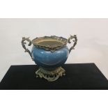 A CONTINENTAL STYLE BRASS MOUNTED JARDINIERE,