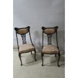 A PAIR OF EARLY 20th CENTURY MAHOGANY CARVED DRAWING ROOM CHAIRS,