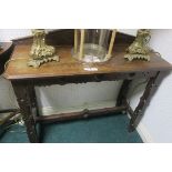 A PITCH PINE GOTHIC SIDETABLE,