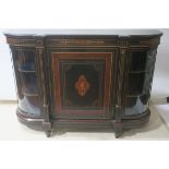 A VICTORIAN EBONISED BURR WALNUT SIDECABINET,