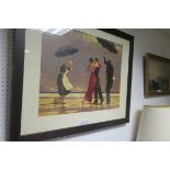 JACK VETTRIANO Dancing in the rain Coloured print 46cm x 57cm