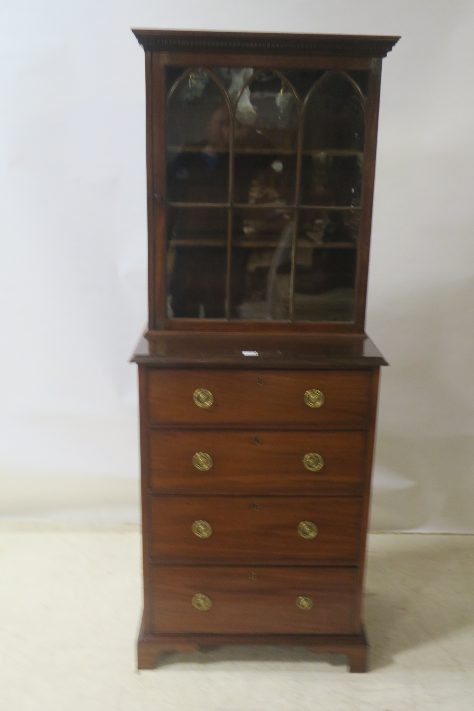 A 19th CENTURY MAHOGANY CABINET ON CHEST,