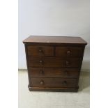 A VICTORIAN MAHOGANY CHEST OF DRAWERS,