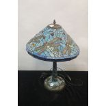 A TIFFANY STYLE STAINED GLASS DRAGONFLY TABLE LAMP,